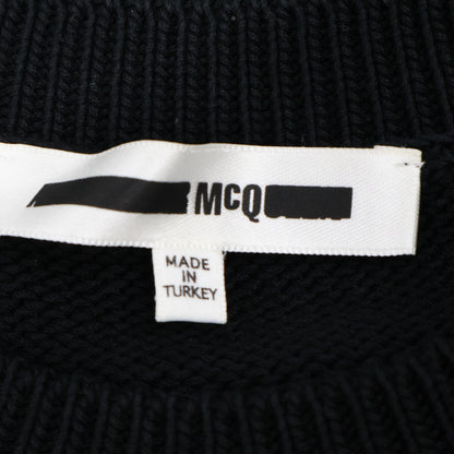 Alexander McQueen アレキサンダーマックイーン ﾌﾞﾗｯｸ ﾌﾛﾝﾄﾃﾞｻﾞｲﾝ ｺｯﾄﾝ100 ﾌﾟﾙｵｰﾊﾞｰﾆｯﾄ トップス M