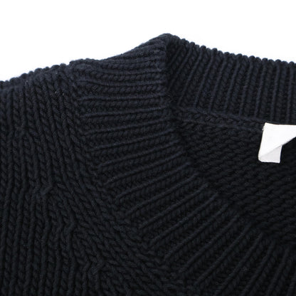 Alexander McQueen アレキサンダーマックイーン ﾌﾞﾗｯｸ ﾌﾛﾝﾄﾃﾞｻﾞｲﾝ ｺｯﾄﾝ100 ﾌﾟﾙｵｰﾊﾞｰﾆｯﾄ トップス M