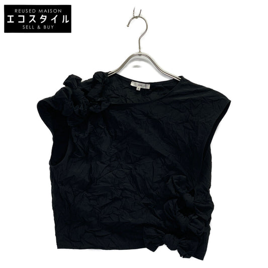 yori ヨリ 25SS YR21-25064SM ﾌﾞﾗｯｸ ﾎﾟﾘｴｽﾃﾙ ﾘﾎﾞﾝﾜｯｼｬｰﾌﾞﾗｳｽ トップス 36