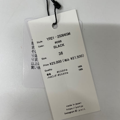 yori ヨリ 25SS YR21-25064SM ﾌﾞﾗｯｸ ﾎﾟﾘｴｽﾃﾙ ﾘﾎﾞﾝﾜｯｼｬｰﾌﾞﾗｳｽ トップス 36