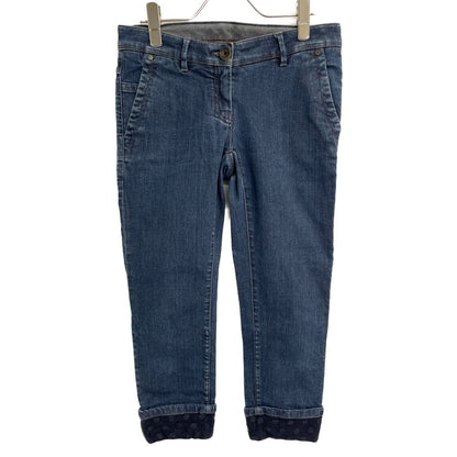 BRUNELLO CUCINELLI ブルネロクチネリ MPLI7P5090 ﾌﾞﾙｰ ｺｯﾄﾝ ﾛｰﾙｱｯﾌﾟ ﾃｰﾊﾟｰﾄﾞﾃﾞﾆﾑﾊﾟﾝﾂ ボトムス 38