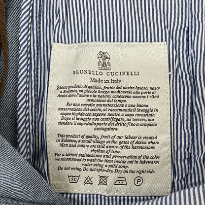 BRUNELLO CUCINELLI ブルネロクチネリ MPLI7P5090 ﾌﾞﾙｰ ｺｯﾄﾝ ﾛｰﾙｱｯﾌﾟ ﾃｰﾊﾟｰﾄﾞﾃﾞﾆﾑﾊﾟﾝﾂ ボトムス 38