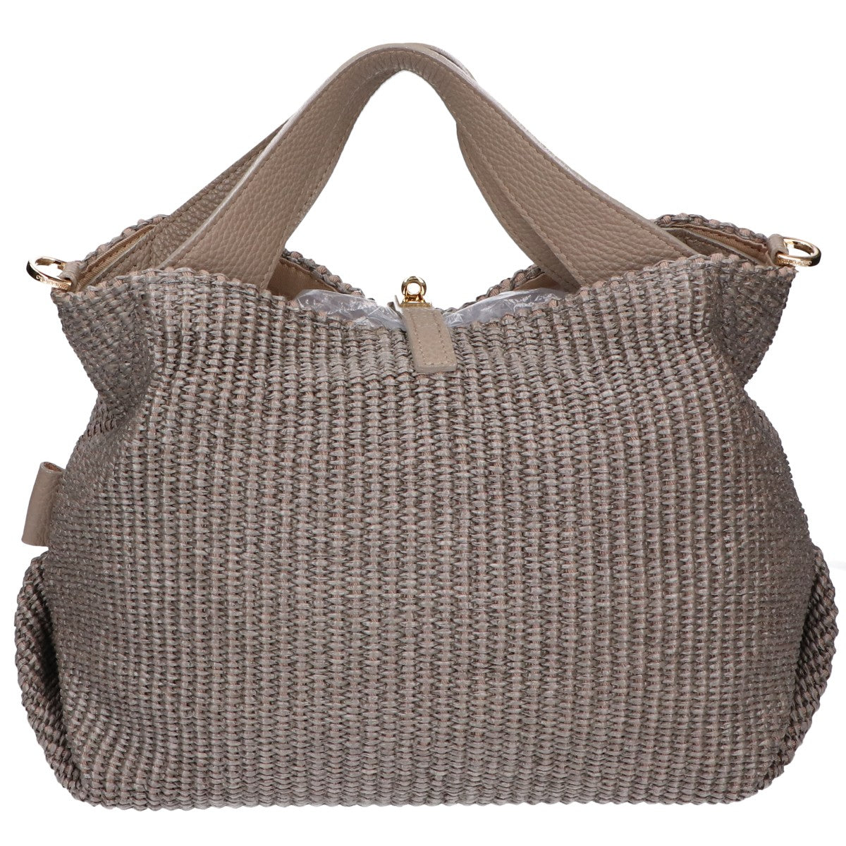 VIOLAd'ORO ヴィオラドーロ 【美品】ラフィアｘレザー 2WAYショルダ― ハンドバッグ