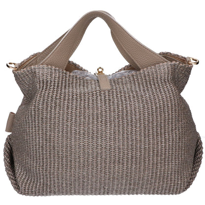 VIOLAd'ORO ヴィオラドーロ 【美品】ラフィアｘレザー 2WAYショルダ― ハンドバッグ