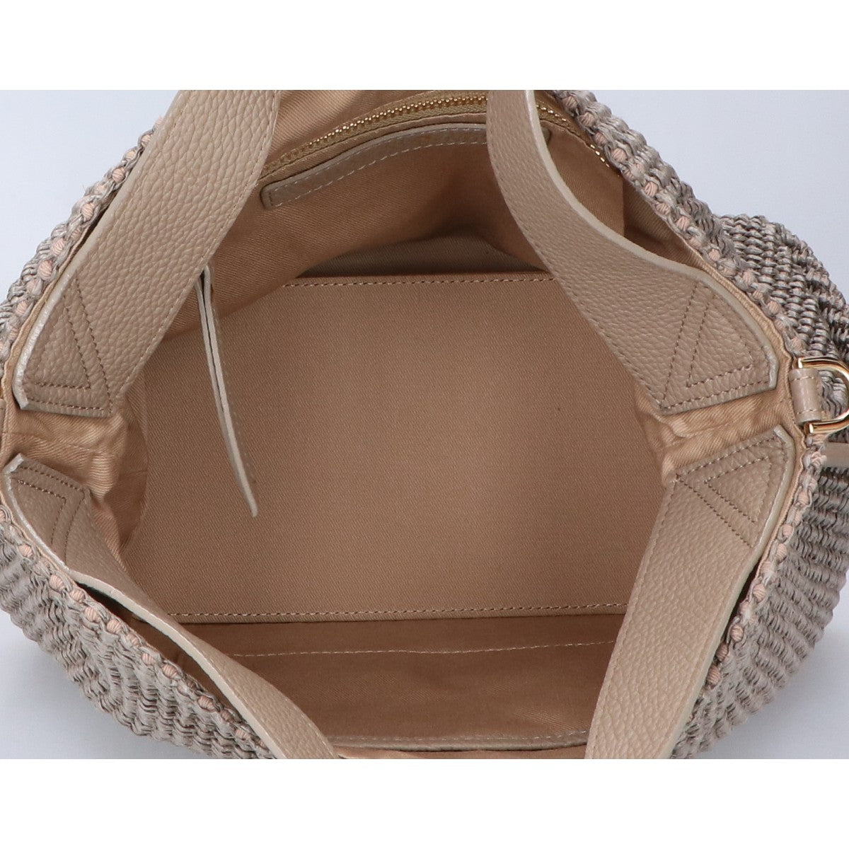 VIOLAd'ORO ヴィオラドーロ 【美品】ラフィアｘレザー 2WAYショルダ― ハンドバッグ