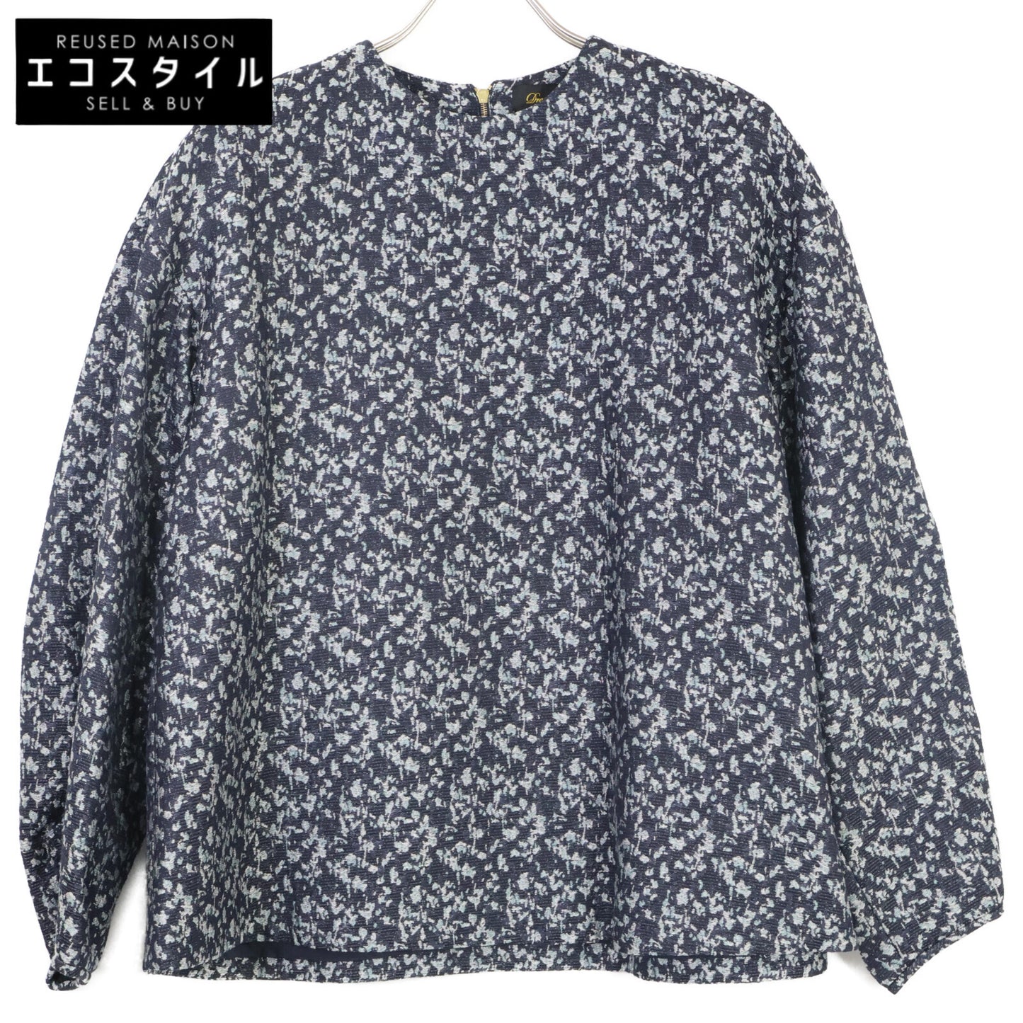 DRAWER ドゥロワー 6521ｰ299ｰ1047 ﾈｲﾋﾞｰ ｼﾙｸｷｭﾌﾟﾗ ﾌﾗﾜｰｼﾞｬｶﾞｰﾄﾞ ﾊﾞｯｸｼﾞｯﾌﾟﾌﾟﾙｵｰﾊﾞｰ トップス 表記なし