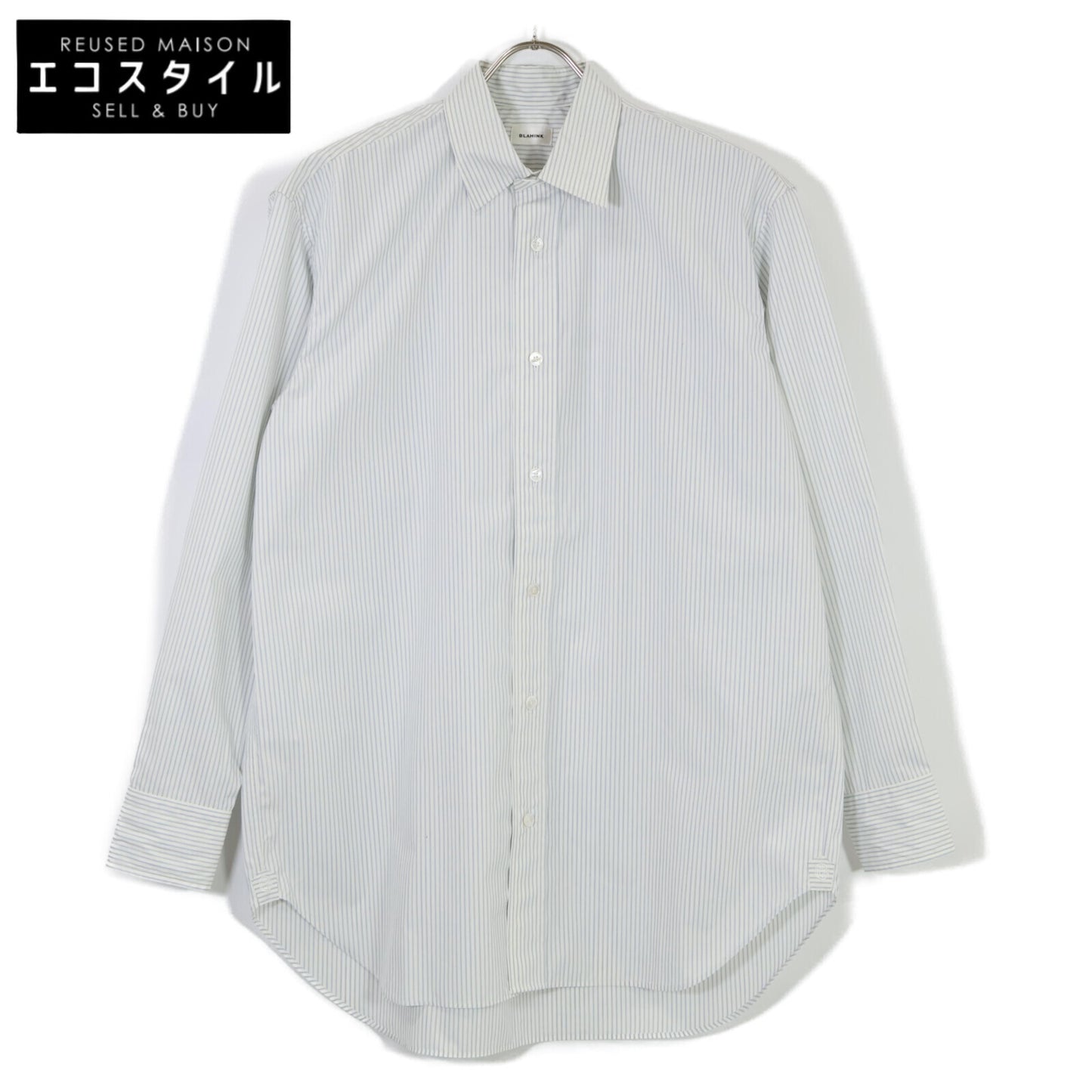 BLAMINK ブラミンク 7911-230ｰ0157 ﾎﾜｲﾄ×ﾌﾞﾙｰ PRE ｽﾄﾗｲﾌﾟﾚｷﾞｭﾗｰｼｬﾂ トップス 36