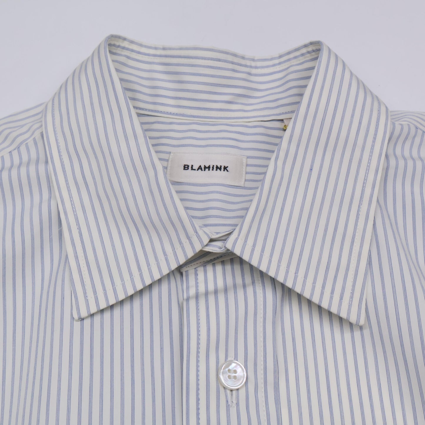 BLAMINK ブラミンク 7911-230ｰ0157 ﾎﾜｲﾄ×ﾌﾞﾙｰ PRE ｽﾄﾗｲﾌﾟﾚｷﾞｭﾗｰｼｬﾂ トップス 36