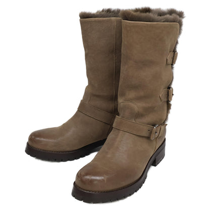 SARTORE サルトル 新品同様 SX403 ダメージ加工カーフスキン×ラビットファー ラパン エンジニアブーツ シューズ 37 1/2