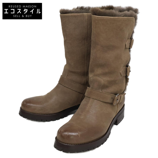 SARTORE サルトル 新品同様 SX403 ダメージ加工カーフスキン×ラビットファー ラパン エンジニアブーツ シューズ 37 1/2