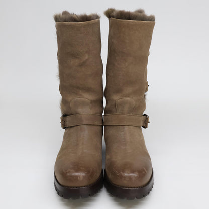 SARTORE サルトル 新品同様 SX403 ダメージ加工カーフスキン×ラビットファー ラパン エンジニアブーツ シューズ 37 1/2