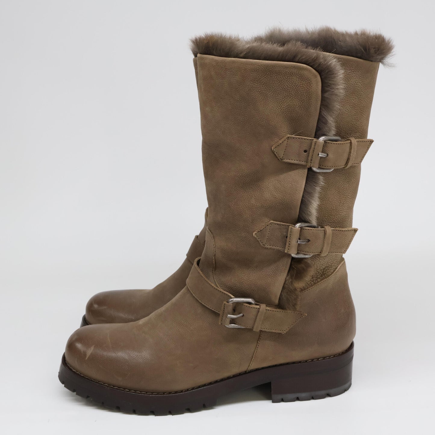 SARTORE サルトル 新品同様 SX403 ダメージ加工カーフスキン×ラビットファー ラパン エンジニアブーツ シューズ 37 1/2