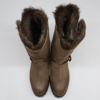 SARTORE サルトル 新品同様 SX403 ダメージ加工カーフスキン×ラビットファー ラパン エンジニアブーツ シューズ 37 1/2