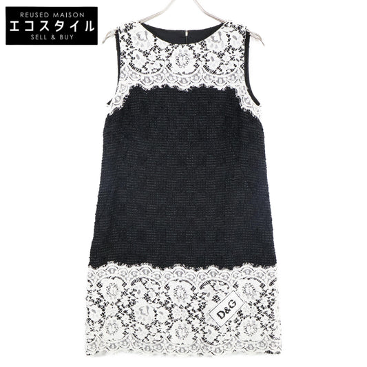 DOLCE&GABBANA ドルチェアンドガッバーナ I6764Z D&Gビジュー ノースリーブ ワンピース 44