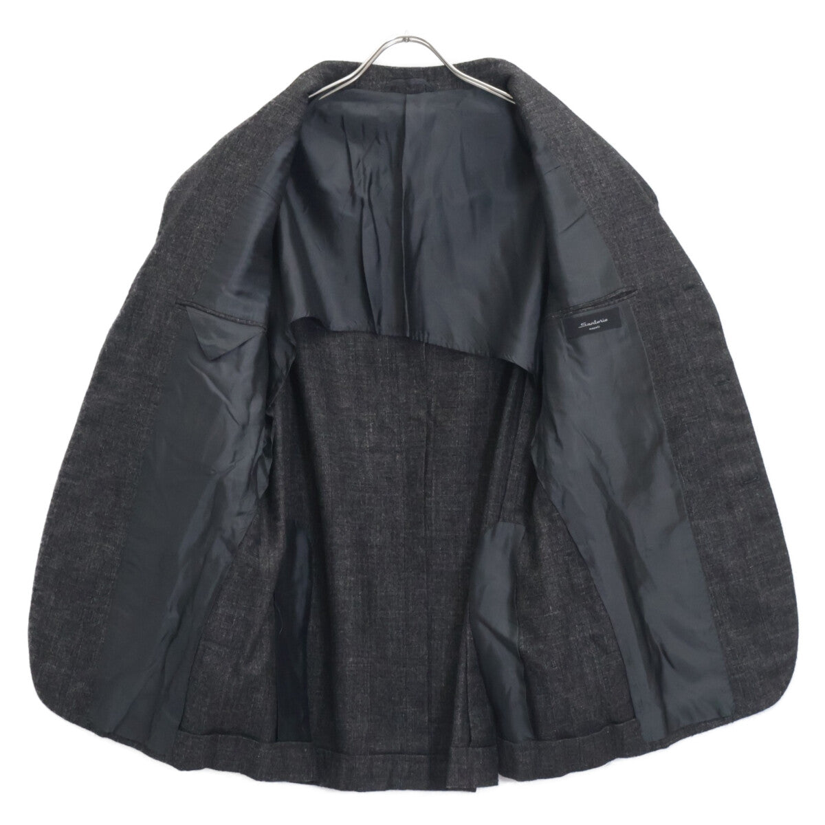 Sartorio サルトリオ UG250S511944 ｸﾞﾚｰ ｳｰﾙ×ｼﾙｸ×ﾘﾈﾝ×ｶｼﾐﾔ ｻｲﾄﾞﾍﾞﾝﾂ 3Bﾃｰﾗｰﾄﾞｼﾞｬｹｯﾄ ジャケット 50