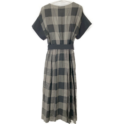 ADORE アドーア 531-8140516 ﾌﾞﾗｯｸ ｳﾞｨｽｺｰｽﾁｪｯｸ切替半袖ﾜﾝﾋﾟｰｽ ワンピース 38