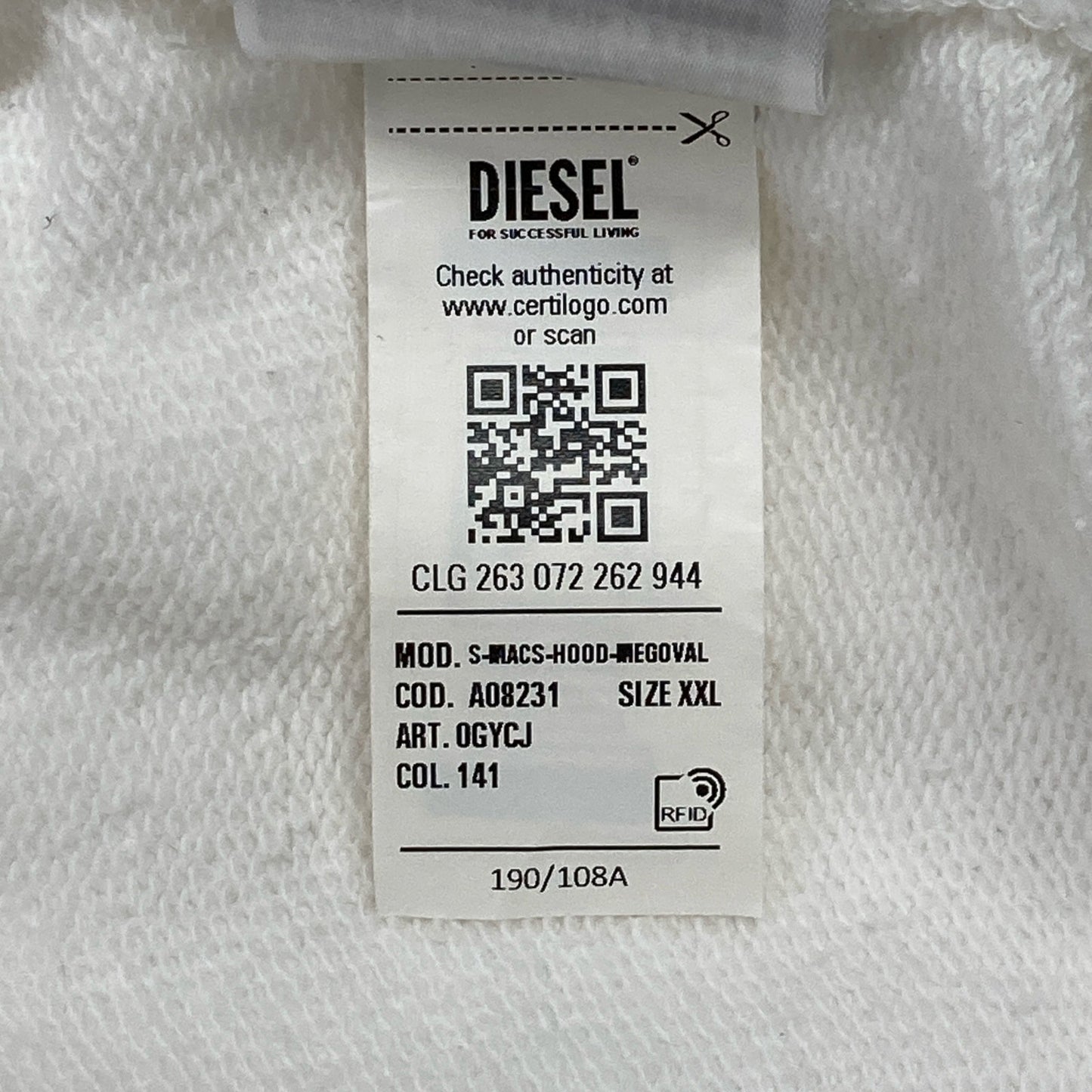 DIESEL ディーゼル S-MACS-HOOD-MEGOVAL オーバルDフーデッドパーカ トップス XXL
