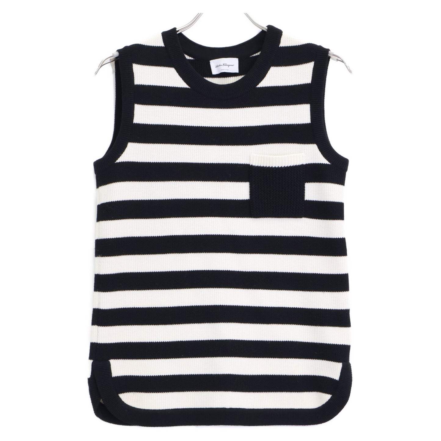 Salvatore Ferragamo サルヴァトーレフェラガモ 【美品/国内正規】ボーダー 胸ポケット付 ニット ベスト S