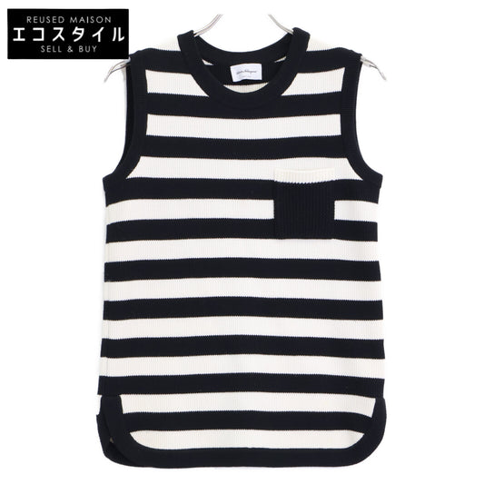 Salvatore Ferragamo サルヴァトーレフェラガモ 【美品/国内正規】ボーダー 胸ポケット付 ニット ベスト S