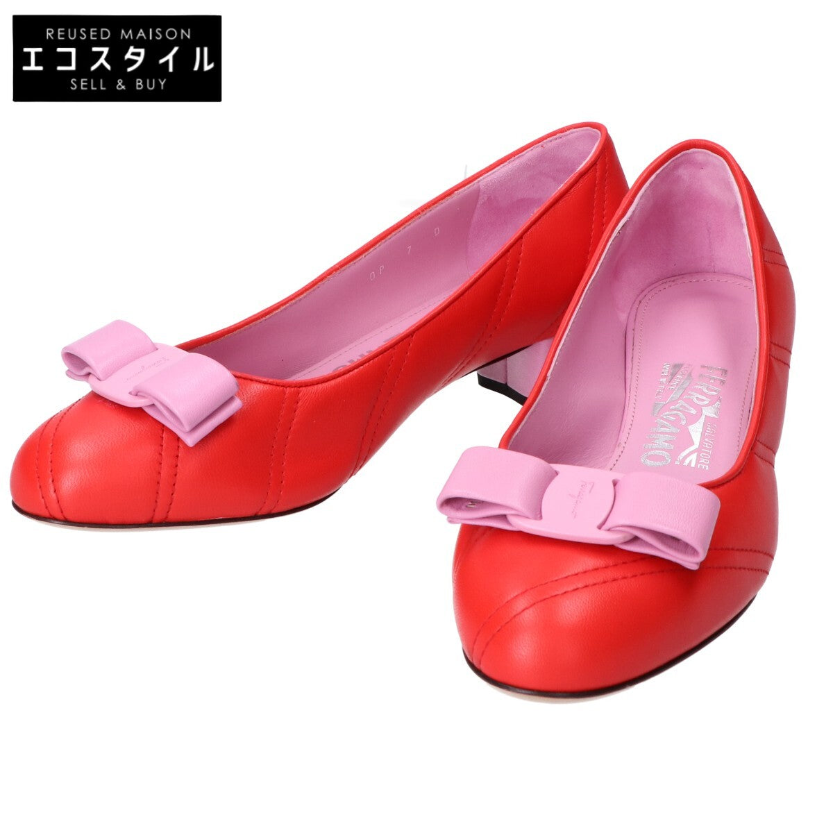 Salvatore Ferragamo サルヴァトーレフェラガモ 【美品】ヴァラリボン キルティング アーモンドトゥ シューズ 7D