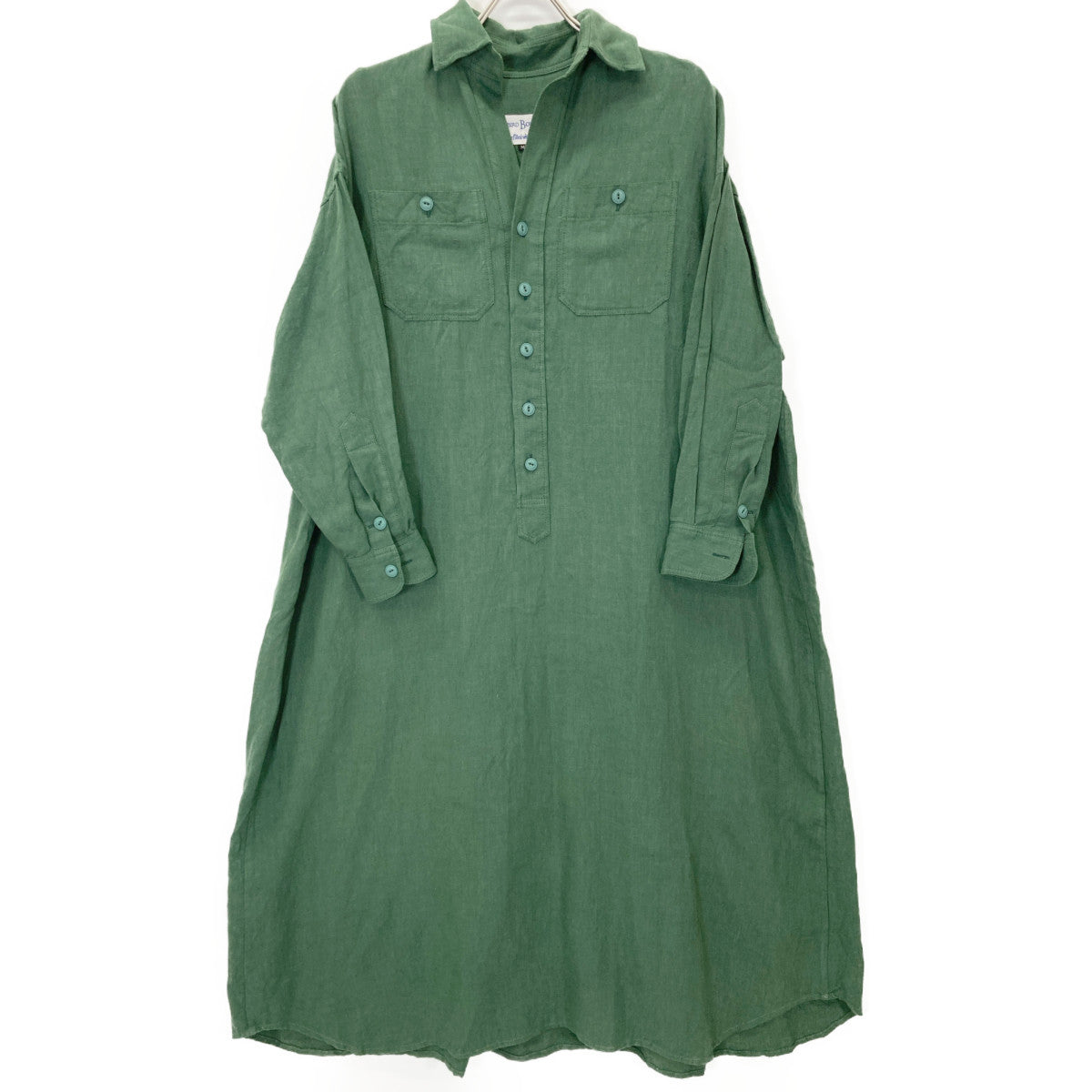 BLUEBIRD BOULEVARD ブルーバードブルバード ｸﾞﾘｰﾝ ﾘﾈﾝ100 ﾛﾝｸﾞｼｬﾂﾜﾝﾋﾟｰｽ ワンピース Ｍ