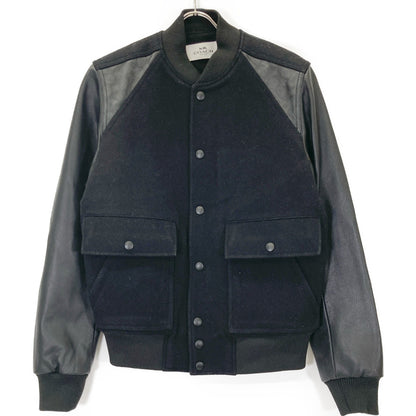 COACH コーチ F78473 ﾌﾞﾗｯｸ ｳｰﾙ×ﾚｻﾞｰ ｼｸﾞﾈﾁｬｰﾌﾞﾙｿﾞﾝｼﾞｬｹｯﾄ ジャケット XS