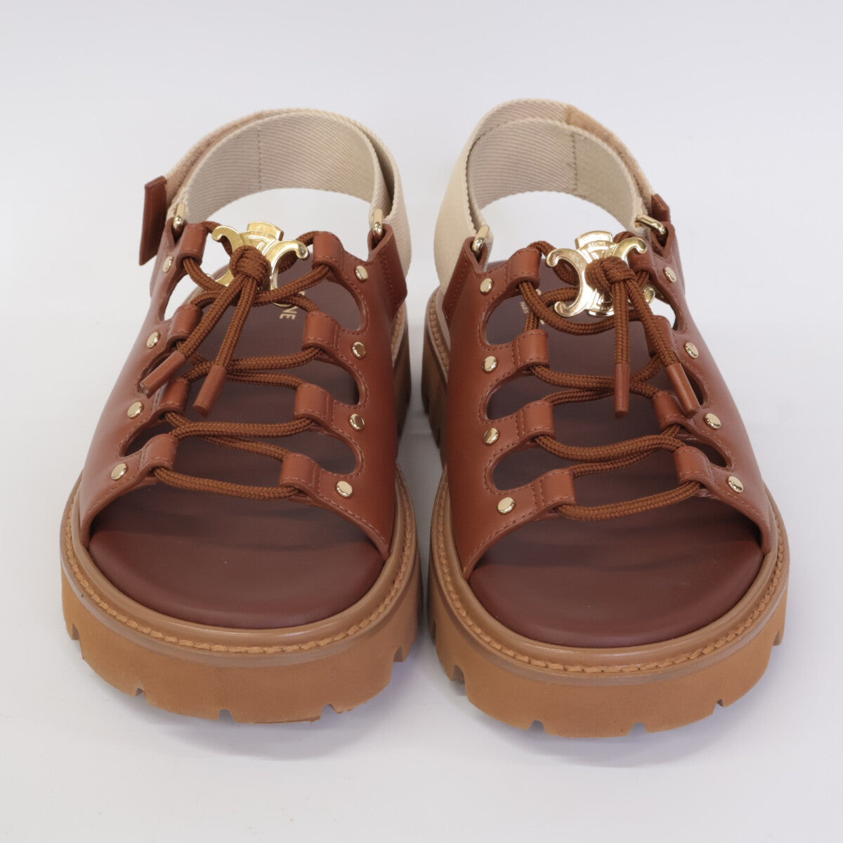 CELINE セリーヌ 【美品】ビリー チャンキーサンダル カーフスキン & テキスタイル シューズ 36