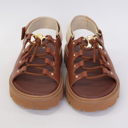 CELINE セリーヌ 【美品】ビリー チャンキーサンダル カーフスキン & テキスタイル シューズ 36