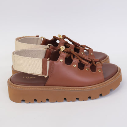 CELINE セリーヌ 【美品】ビリー チャンキーサンダル カーフスキン & テキスタイル シューズ 36