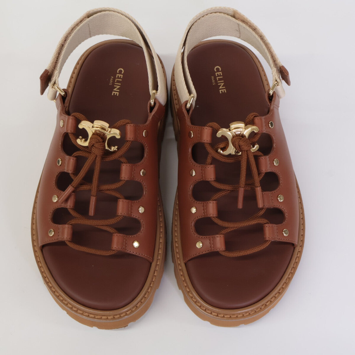 CELINE セリーヌ 【美品】ビリー チャンキーサンダル カーフスキン & テキスタイル シューズ 36
