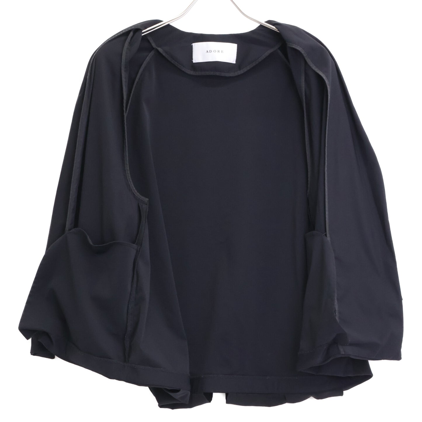 ADORE アドーア 531-4150022 23年製 ﾌﾞﾗｯｸ ﾒﾘﾙﾊｲﾃﾝｼｮﾝｼﾞｬｹｯﾄ ジャケット 38