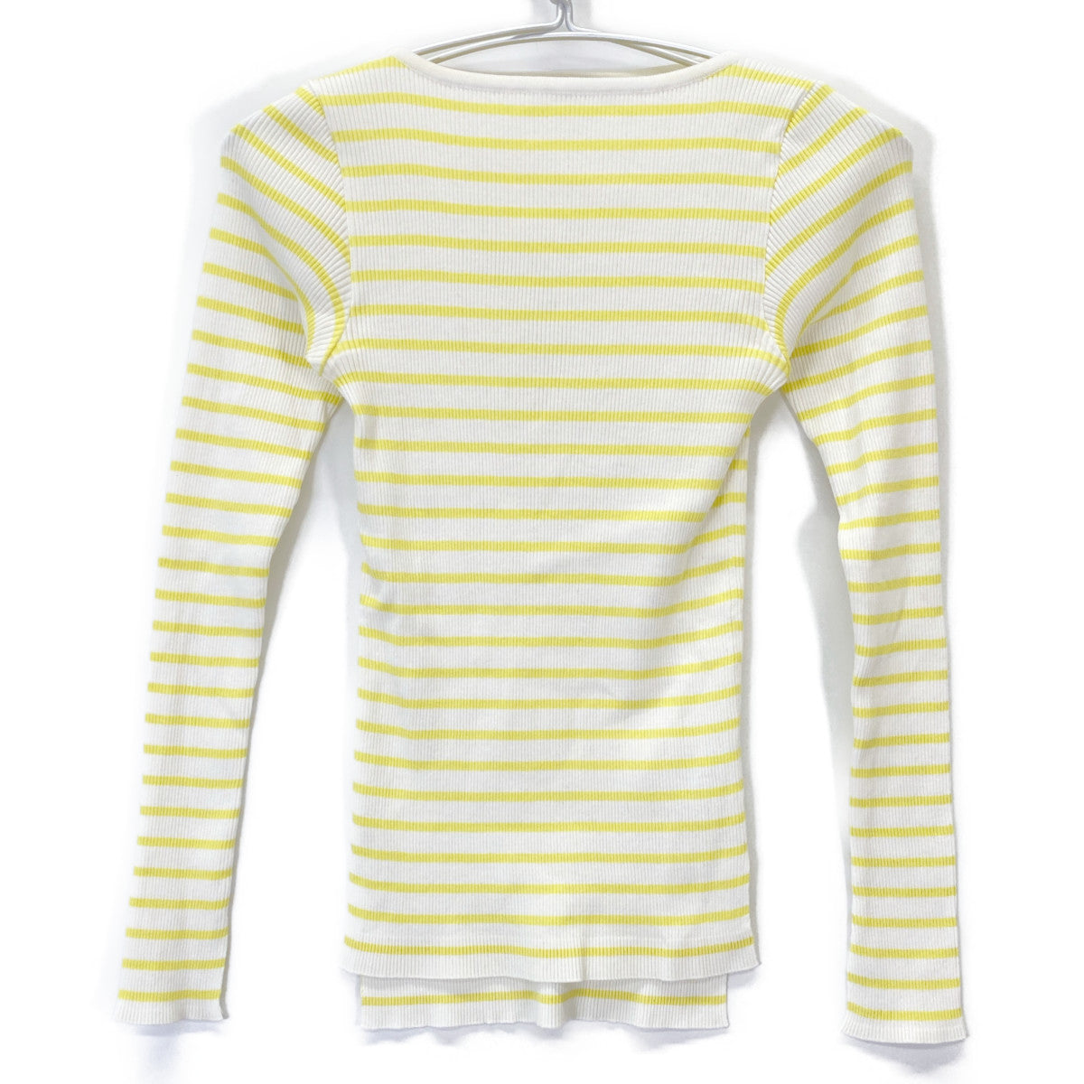 AURALEE オーラリー 【ﾛﾝﾊｰﾏﾝ別注】23SS ﾎﾜｲﾄ×ｲｴﾛｰ Giza Boat Neck Pullover ｶｯﾄｿｰ トップス 0