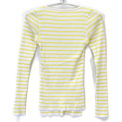 AURALEE オーラリー 【ﾛﾝﾊｰﾏﾝ別注】23SS ﾎﾜｲﾄ×ｲｴﾛｰ Giza Boat Neck Pullover ｶｯﾄｿｰ トップス 0