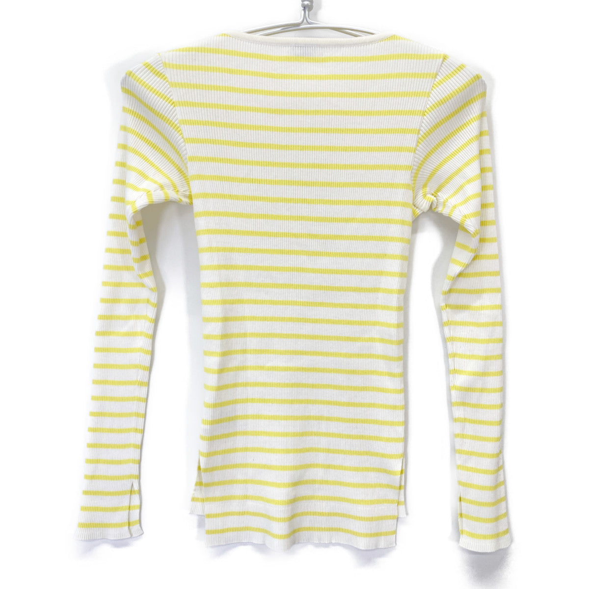 AURALEE オーラリー 【ﾛﾝﾊｰﾏﾝ別注】23SS ﾎﾜｲﾄ×ｲｴﾛｰ Giza Boat Neck Pullover ｶｯﾄｿｰ トップス 0