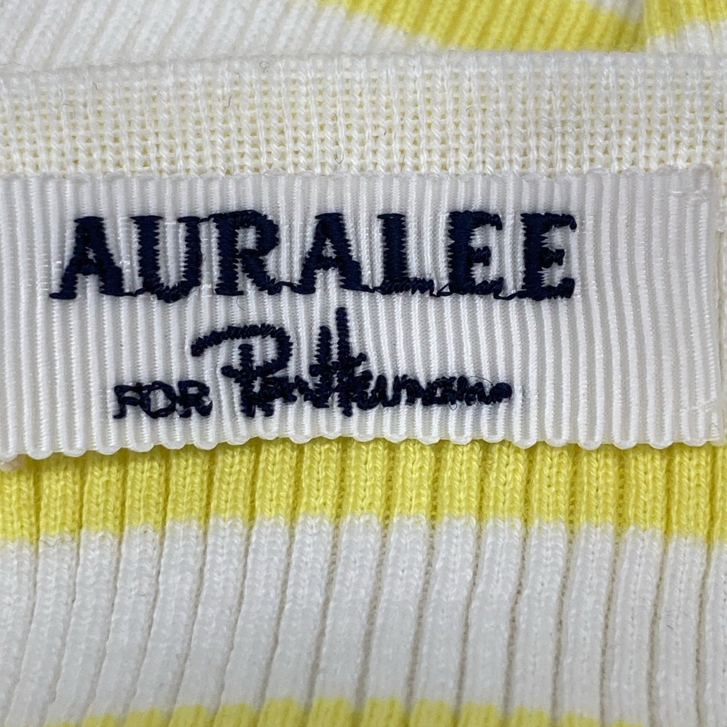 AURALEE オーラリー 【ﾛﾝﾊｰﾏﾝ別注】23SS ﾎﾜｲﾄ×ｲｴﾛｰ Giza Boat Neck Pullover ｶｯﾄｿｰ トップス 0