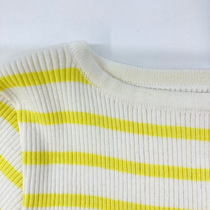 AURALEE オーラリー 【ﾛﾝﾊｰﾏﾝ別注】23SS ﾎﾜｲﾄ×ｲｴﾛｰ Giza Boat Neck Pullover ｶｯﾄｿｰ トップス 0