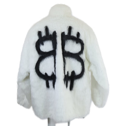 BALENCIAGA バレンシアガ 新品同様 国内正規 22AW 721789 TNQ30 Back BB Zip up Fur Coat Jacket/ファーコート ジャケット 32