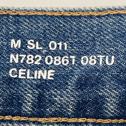 CELINE セリーヌ N782 086T 08TU ブルー コットン ヴィンテージユニオンウォッシュ ボタンフライデニムパンツ ボトムス 30