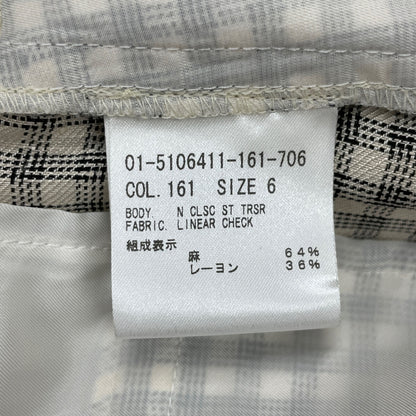 Theory セオリー 25SS 01-5106411 ｸﾘｰﾑ ﾘﾈﾝ×ﾚｰﾖﾝ Linear Check Straight Trouse ボトムス 6
