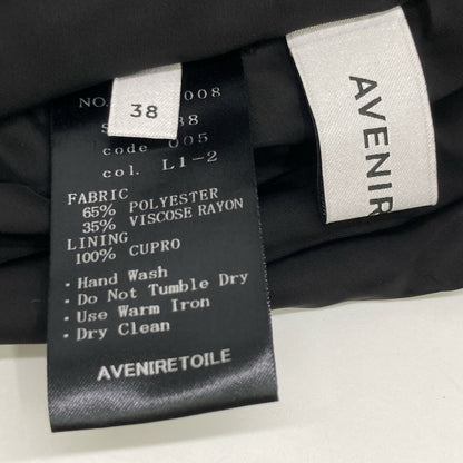 Aveniretoile アベニールエトワール S442-008 ﾌﾞﾗｯｸ ﾎﾟﾘｴｽﾃﾙ×ﾚｰﾖﾝ ｼﾞｵﾒﾄﾘｯｸｳｴｽﾄｺﾞﾑｽｶｰﾄ スカート 38