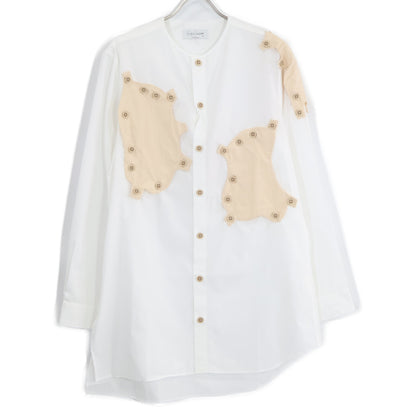 Yohji Yamamoto POUR HOMME ヨウジヤマモトプールオム 【新品同様】HD-B42-829 コットン ヘンリーカラー デコンストラクト パッチデザイン ロングスリーブシャツ/ トップス 2