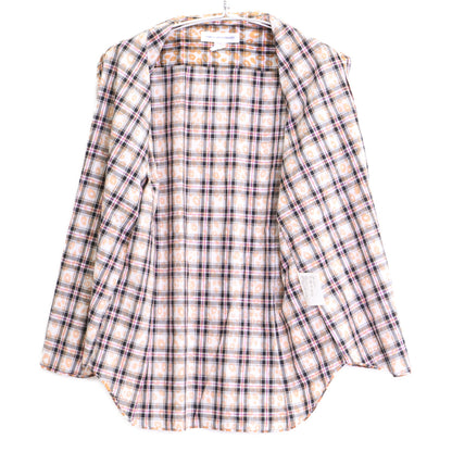 COMME des GARCONS SHIRT コムデギャルソンシャツ S20031 ｵﾚﾝｼﾞ ｺｯﾄﾝ ﾁｪｯｸ×ﾚｵﾊﾟｰﾄﾞ ｼｮｰﾄｽﾘｰﾌﾞｼｬﾂ トップス M