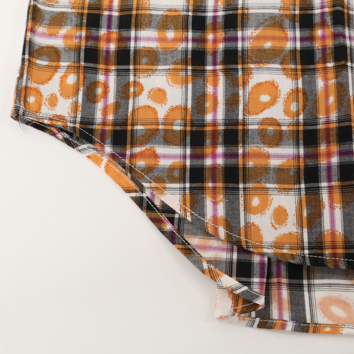 COMME des GARCONS SHIRT コムデギャルソンシャツ S20031 ｵﾚﾝｼﾞ ｺｯﾄﾝ ﾁｪｯｸ×ﾚｵﾊﾟｰﾄﾞ ｼｮｰﾄｽﾘｰﾌﾞｼｬﾂ トップス M