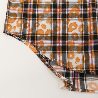 COMME des GARCONS SHIRT コムデギャルソンシャツ S20031 ｵﾚﾝｼﾞ ｺｯﾄﾝ ﾁｪｯｸ×ﾚｵﾊﾟｰﾄﾞ ｼｮｰﾄｽﾘｰﾌﾞｼｬﾂ トップス M