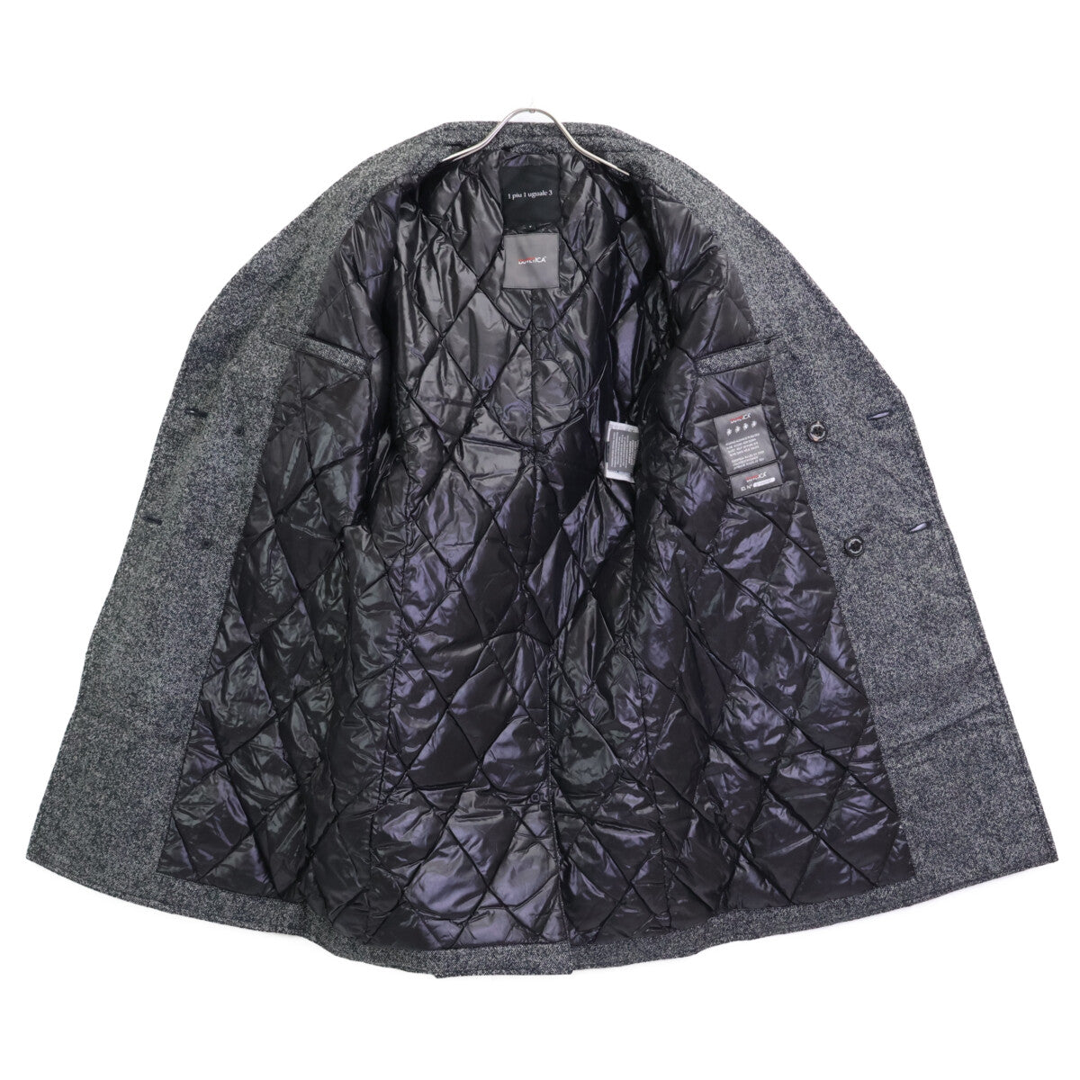 1piu1uguale3 ウノピゥウノウグァーレトレ 【×ﾃﾞｭﾍﾞﾃｨｶ】MRC040 ｸﾞﾚｰ LIMONTA JAQUARD NYLON CHESTER COAT ﾁｪｽﾀｰｺｰﾄ コート V