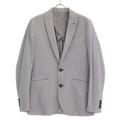 1piu1uguale3 ウノピゥウノウグァーレトレ MRB552 ﾌﾞﾙｰ×ﾎﾜｲﾄ ｽﾄﾗｲﾌﾟｼｱｻｯｶｰｼﾝｸﾞﾙﾌﾞﾚｽﾄｼﾞｬｹｯﾄ ジャケット V