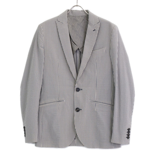 1piu1uguale3 ウノピゥウノウグァーレトレ MRB552 ﾌﾞﾙｰ×ﾎﾜｲﾄ ｽﾄﾗｲﾌﾟｼｱｻｯｶｰｼﾝｸﾞﾙﾌﾞﾚｽﾄｼﾞｬｹｯﾄ ジャケット V