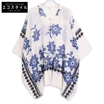 45R フォーティファイブ アール 5041024 ﾎﾜｲﾄ×ﾌﾞﾙｰ ｶﾞｰｾﾞのUMiiﾛﾊｽﾄｰﾙﾎﾟﾝﾁｮ トップス O