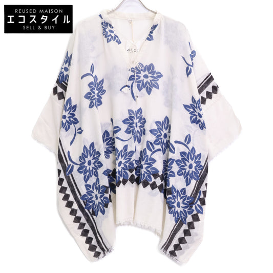 45R フォーティファイブ アール 5041024 ﾎﾜｲﾄ×ﾌﾞﾙｰ ｶﾞｰｾﾞのUMiiﾛﾊｽﾄｰﾙﾎﾟﾝﾁｮ トップス O