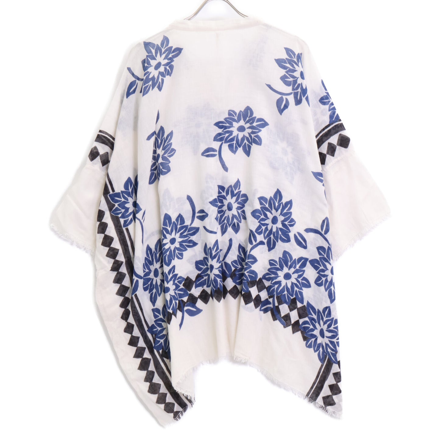 45R フォーティファイブ アール 5041024 ﾎﾜｲﾄ×ﾌﾞﾙｰ ｶﾞｰｾﾞのUMiiﾛﾊｽﾄｰﾙﾎﾟﾝﾁｮ トップス O